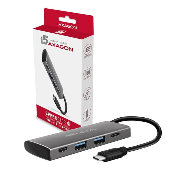 Axagon HMC-4G2 interface-hub USB 3.2 Gen 2 (3.1 Gen 2) Type-C 10000 Mbit/s Grå
