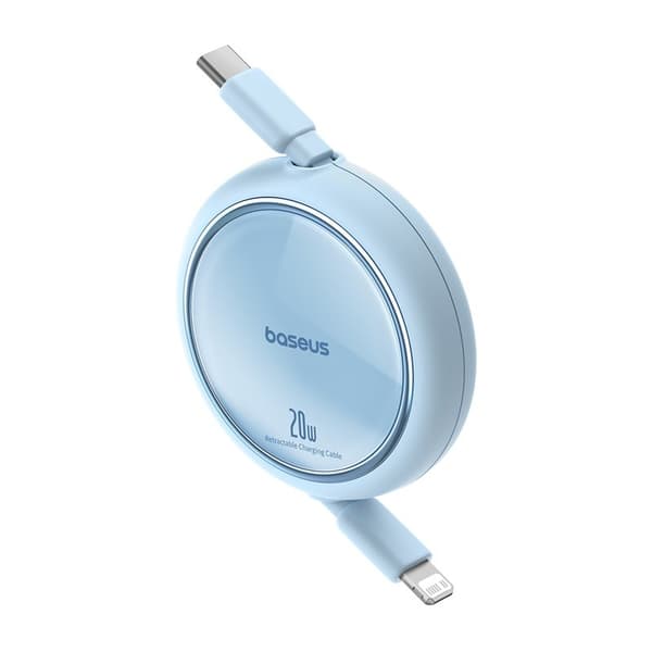 Baseus Free2Pull udvideligt USB C til iP Lightning hurtigopladerkabel 1 m 20 W Blå
