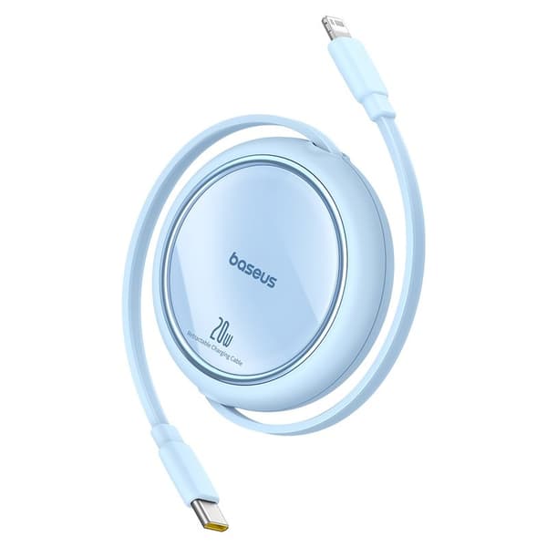 Baseus Free2Pull udvideligt USB C til iP Lightning hurtigopladerkabel 1 m 20 W Blå