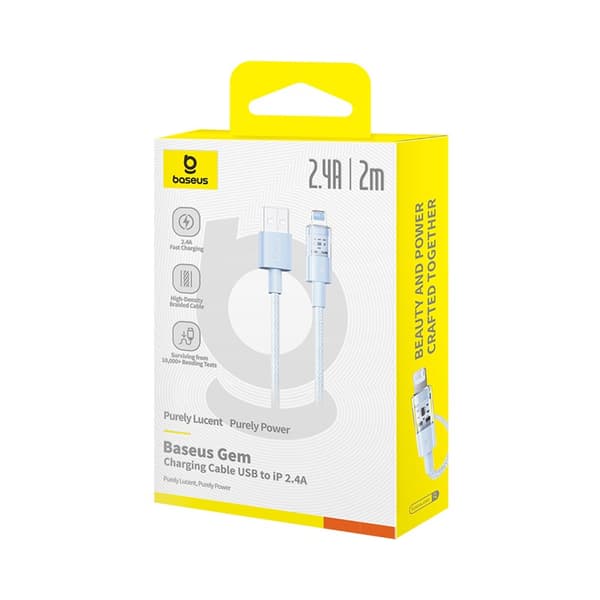 Baseus Gem USB till IP 2.4A snabbladdningskabel 2 m Blå