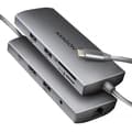 Miniatyrbild 1 av 8: AXAGON HMC-8HLSA USB-C 3.2 Gen 1 Multiport Hub, 3x USB-A + 4K/60Hz HDMI + SD/microSD, Gigabit LAN, Ljud, PD 100W - Silver
