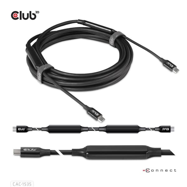 CLUB3D USB 3.2 Gen2 Type-C - C aktiivinen kaksisuuntainen kaapeli 8K60Hz M/M 5m / 16.4ft