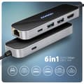 Miniatyrbild 9 av 11: AXAGON HMC-6GLN USB-hub, 2x USB-A, 1x USB-C, 1x HDMI 2.0, 1x RJ45, 100 W PD – silver