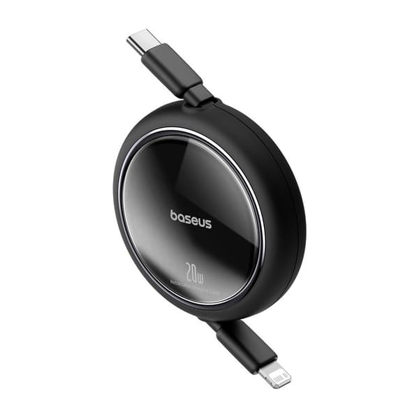 Baseus Free2Pull Laajennettava USB-C - iPhone Lightning -pikalatauskaapeli 1 m 20 W Musta