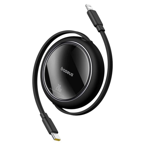 Baseus Free2Pull Laajennettava USB-C - iPhone Lightning -pikalatauskaapeli 1 m 20 W Musta