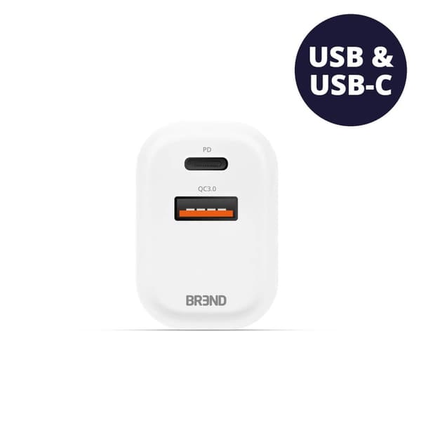 BREND BR-2212 Snabbladdare – Snabbladdningsadapter – USB och USB-C-anslutning