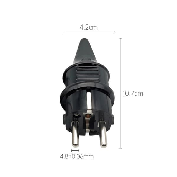 INF Europeisk reiseadapter - Jordet, uten hull Sort