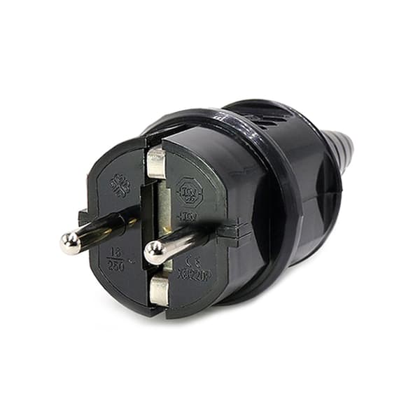 INF Europeisk reiseadapter - Jordet, uten hull Sort