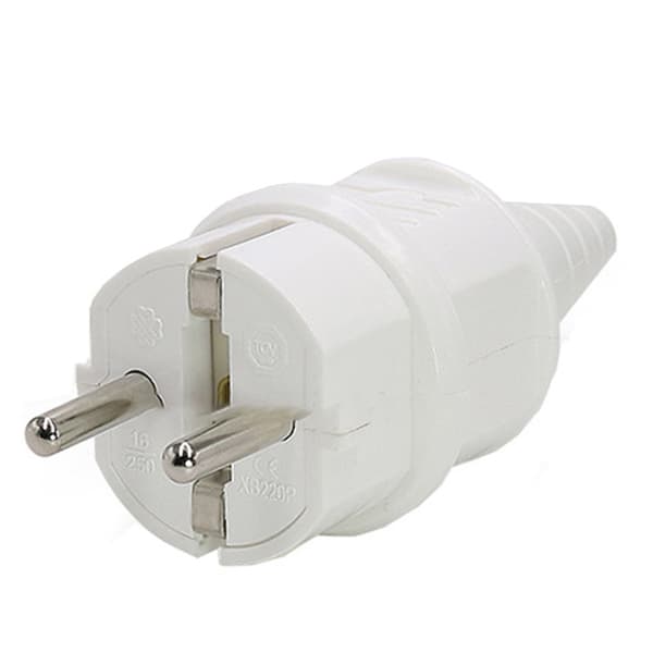 INF Europeisk reiseadapter - Jordet, uten hull Hvit