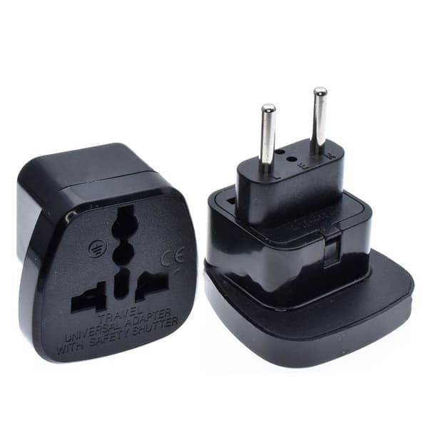 INF Reiseadapter - Europeisk Standard, Kompakt Design Sort