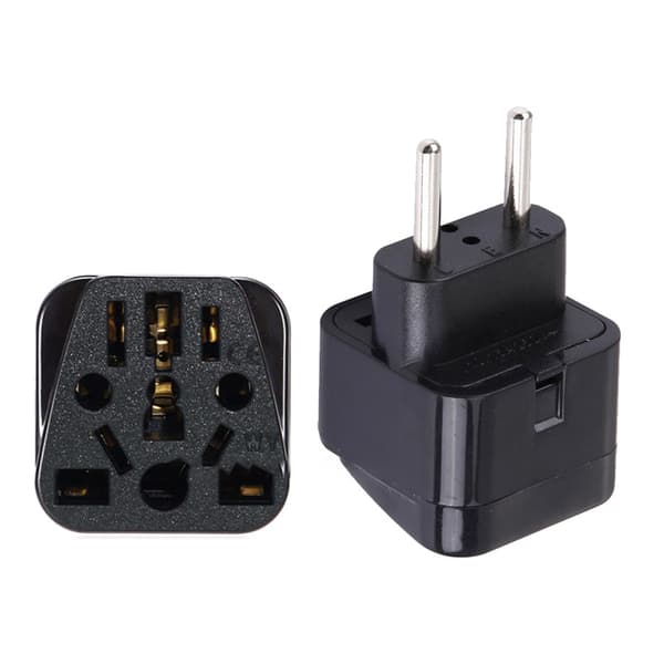 INF Reiseadapter - Europeisk standard, rent kobber Sort