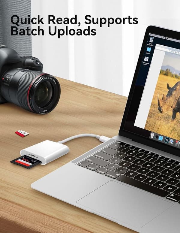 Typ-C Kortläsare för SD & MicroSD – Kompatibel med iPhone, Mac & Android