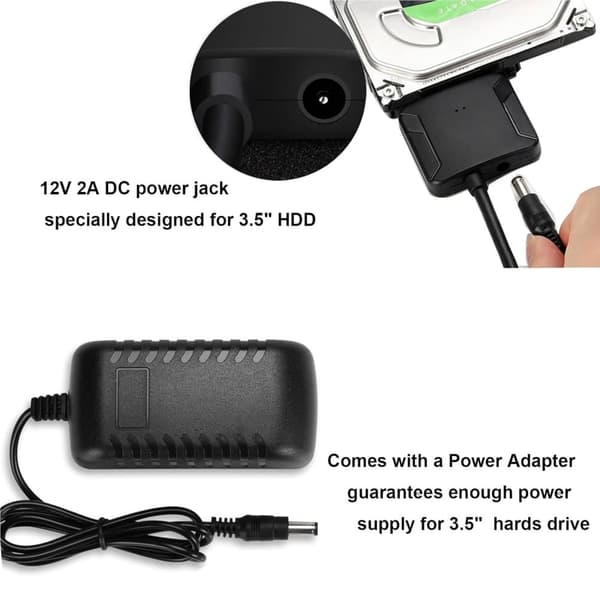 Lollanda SATA til USB 3.0 harddiskadapter – kompatibel med 2,5"/3,5" HDD/SSD, understøttelse af UASP-protokoller