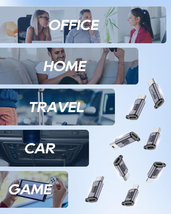OBOSOE 5-pak USB-adaptersæt – Type-C og Micro til Lightning, Mini og Type-C – Kompatibel med Android/iOS-enheder