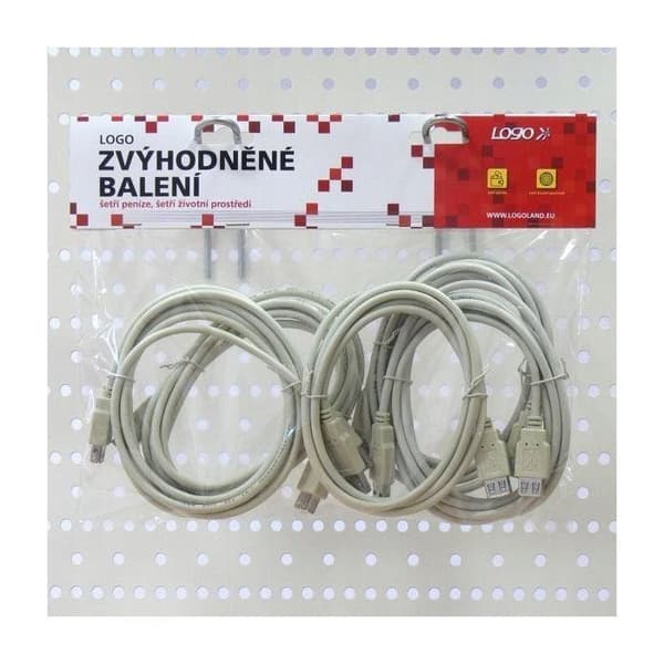 Andra USB-enheter Logo USB-kontakt (2.0), USB AM - USB AF, 3 m, svart, pris för 1 styck.