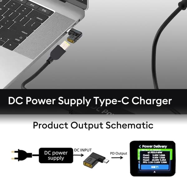 NÖRDIC Vinklet Lenovo Square Yellow til USB-C-adapter