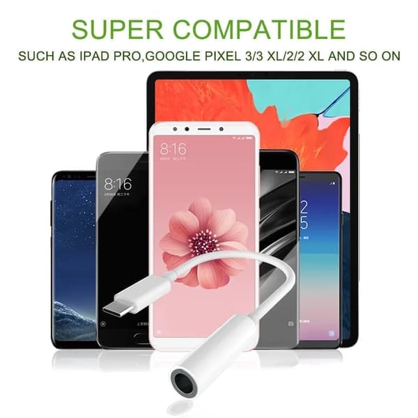 2-pak USB-C til 3,5 mm adapter - Samsung hovedtelefonadapter (S20, S21, S22, S23 og andre) Sort