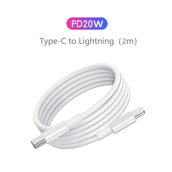 Kompatibel med Apples 20W USB-C-strømforsyning - Hvid 2 metre PD cable