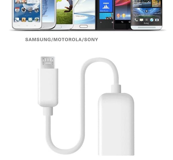 USB - Micro USB Kaapeli - OTG Adapteriin - Valkoinen