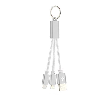 Nyckelringskabel 2-i-1 med micro-USB samt Lightning Silver