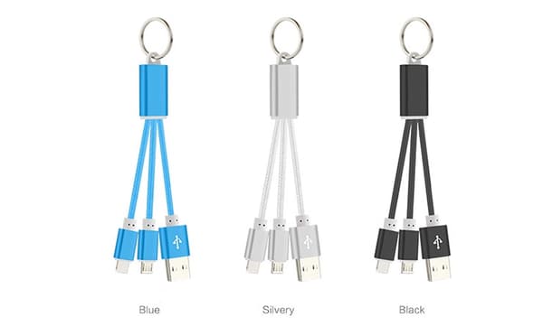 Nyckelringskabel 2-i-1 med micro-USB samt Lightning