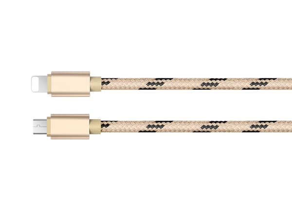Tiger flätad Nylon micro+Lightningkabel