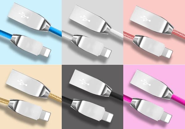 Nylon flätad Lightning kabel 1m