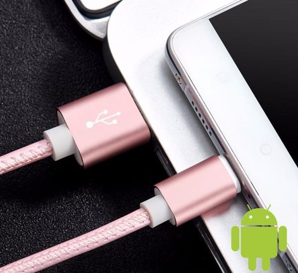 Type-C kabel i PU-läder Rosa