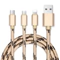 Miniatyrbild 9 av 10: Tigerflätad nylonkabel micro-USB+Lightning+USB-C - Tre färger