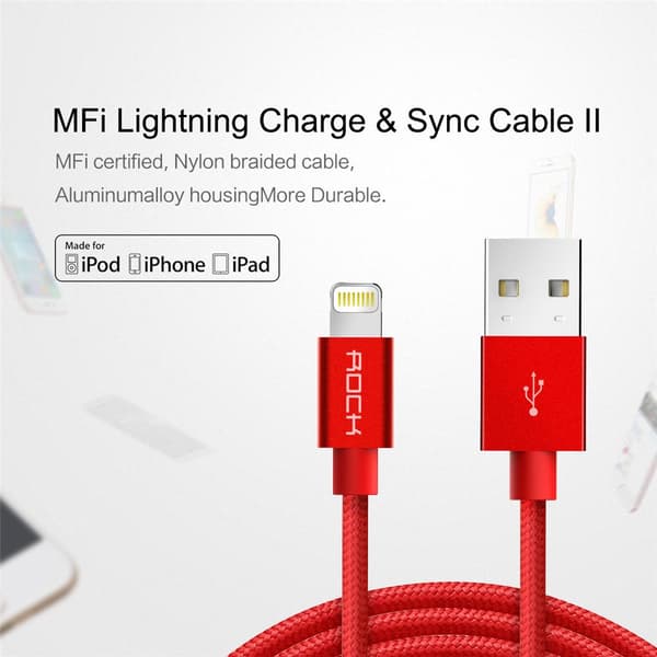 ROCK Charge and Sync Round Lightningkabel II 1,8m