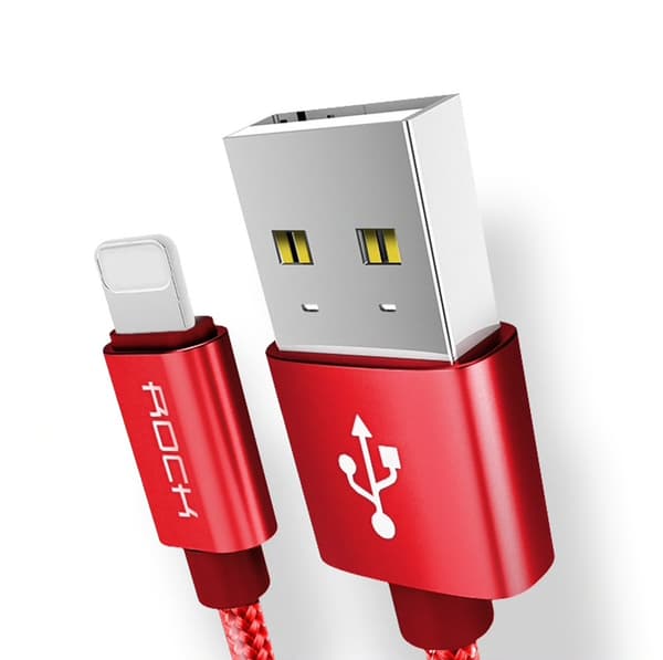 ROCK Metal Charge & Sync Lightning Cable 1m Röd