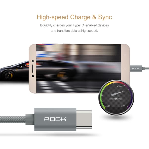 ROCK Nylon USB-C -kaapeli 1 m