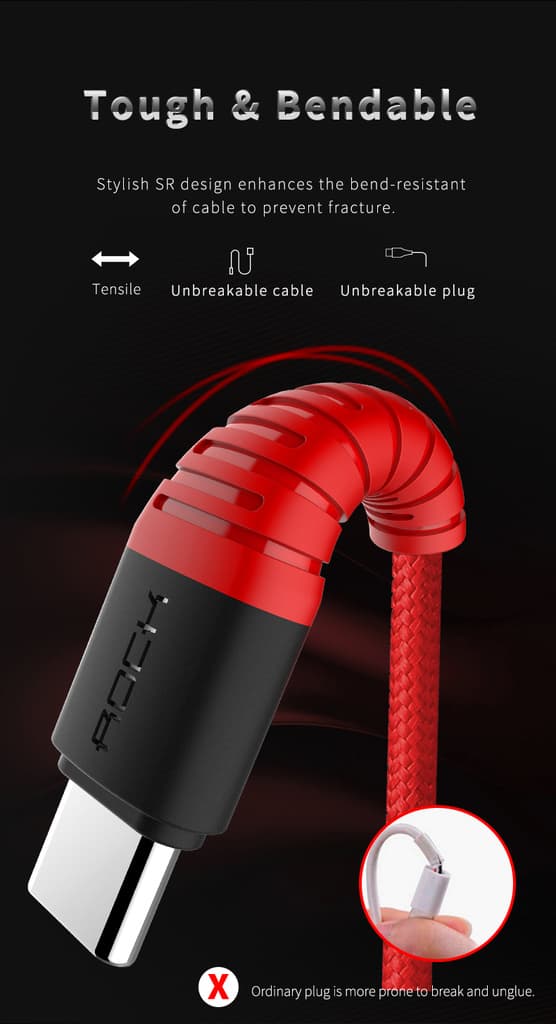 ROCK Hi-Tensile USB-C kabel 1m