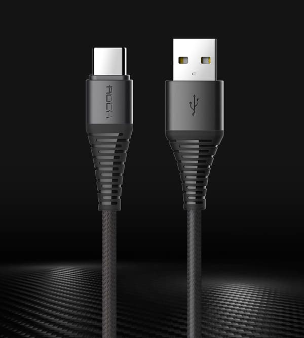 ROCK Hi-Tensile USB-C kabel 1m Svart