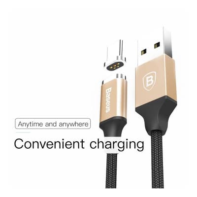 BASEUS nylonpunottu USB latauskaapeli - Kulta / Musta