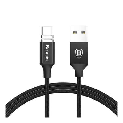 BASEUS nylonpunottu USB latauskaapeli - Musta