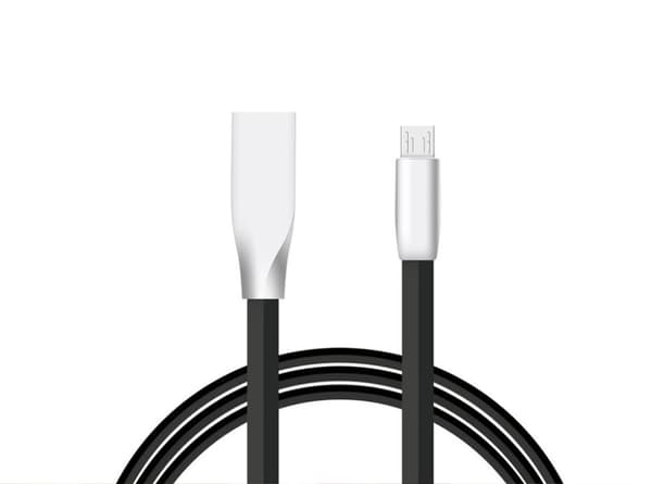 Trasselfri Micro-USB kabel med zink-kontakt - Anti-break kabel Svart One-size