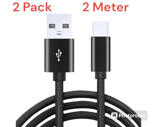 2-PACK Snabbladdning 2M USB-C kabel /laddare / laddsladd