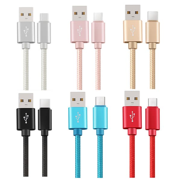 200cm USB-C/Type-C Snabbladdningskabel Från Leman (SLITSTARK)