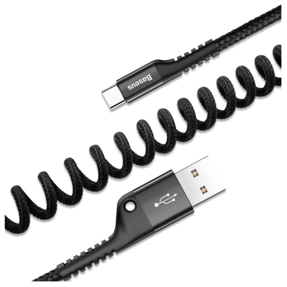 BASEUS Universel fish-eye spring opladning kabel - Sort