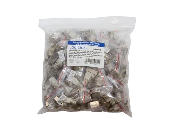 LogiLink MP0011, CAT5e, Harmaa, Muovi, Kulta, 100 kpl