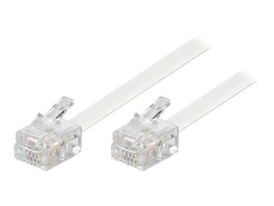 DELTACO DEL-160F - Telefonkabel - RJ-11 (hane) till RJ-11 (hane) - 3 m - vit