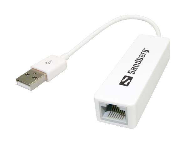 Sandberg USB to Network Converter, Langallinen, USB, Ethernet, 480 Mbit/s, Valkoinen
