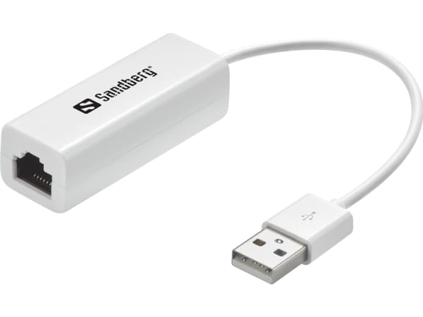 Sandberg USB to Network Converter, Langallinen, USB, Ethernet, 480 Mbit/s, Valkoinen
