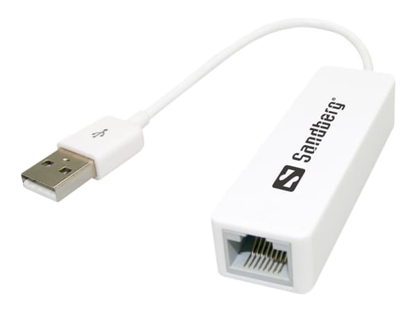 Sandberg USB to Network Converter, Langallinen, USB, Ethernet, 480 Mbit/s, Valkoinen