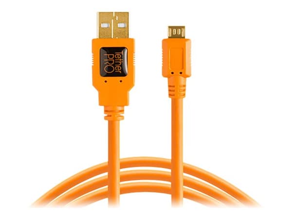 Tether Tools TetherPro - USB-kabel - USB (hane) till mikro-USB typ B (hane) - USB 2.0 - 4.6 m - högsynligt orange