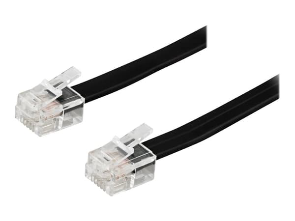 DELTACO DEL-160B - Telefonkabel - RJ-12 (hane) till RJ-12 (hane) - 3 m - svart