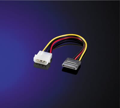 ROLINE 11.03.1055, 0,15 m, Molex (4-pin), SATA 15-pin, Hankjønn, Hunkjønn, Sort, Rød, Hvit, Gult