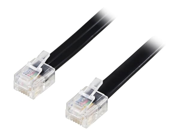 DELTACO - Telefonkabel - RJ-12 (hane) till RJ-12 (hane) - 2 m - svart