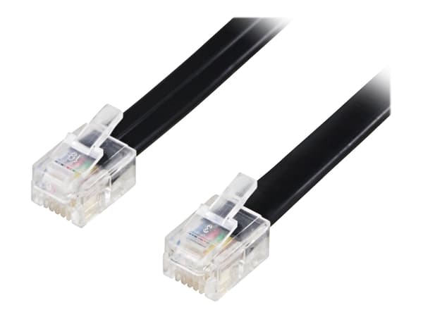 DELTACO - Telefonkabel - RJ-12 (hane) till RJ-12 (hane) - 2 m - svart